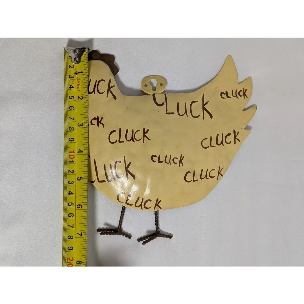 Vintage Chicken Metal Wall Plaque Yellow Farmhouse Rustic Decor 2005